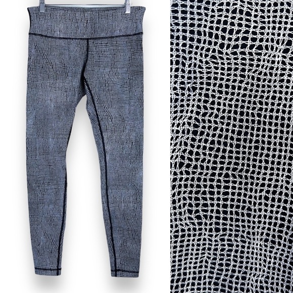 Lululemon Wunder Under Pant III, Fall Net White Black 10 - Activewear, Gym, Yoga - Picture 1 of 9